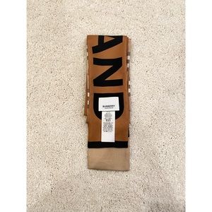 vintage check and logo print silk skinny scarf